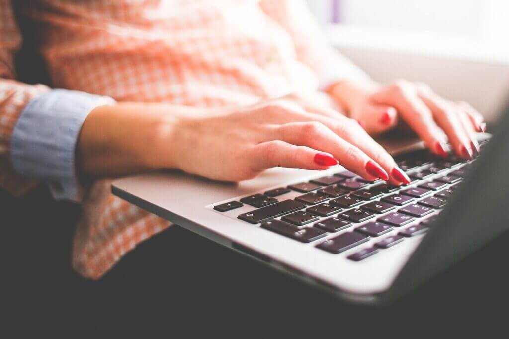 woman, typing, writing